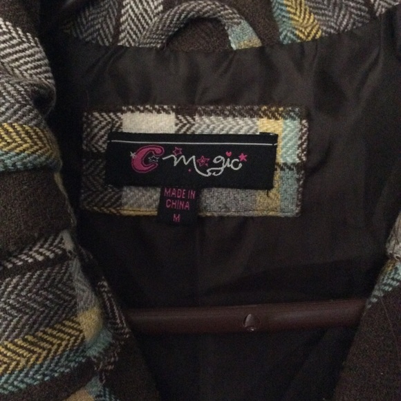 C Magic Girls Brown Plaid Print Jacket - Picture 3 of 3